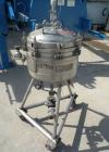 Used Sparkler Horizontal Plate Filter, Model 14-D-4, 316 stainless steel. Approximate 3.52 square feet filter area, .445 cubic feet cake capacity, 220 gallons per hour. Vertical jacketed tank 16