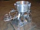 Used Sparkler Horizontal Plate Filter, model 14-D-4, 316 stainless steel. Approximately 3.52 square feet filter area, .445 cubic feet cake capacity, 220 gallons per hour. Vertical non-jacketed tank 1...