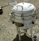 USED: Sparkler horizontal plate filter, model 14S7, 316 stainless steel. 5.6 square feet filter area, .38 cubic feet cake capacity, 400 gallons per hour. Vertical carbon steel jacketed tank 16