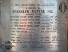 Used Sparkler Horizontal Plate Filter, Model 18-D-12, 316 Stainless Steel. Approximately 19.32 square feet filter area, 2.3 cubic feet cake capacity. Vertical tank 20