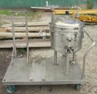 Used Sparkler Filter Horizontal Plate Filter, model 18-S-7, 316L stainless steel. Approximate 10.8 square feet filter area, .67 cubic feet cake capacity, 550 gallons per hour. Vertical jacketed tank ...
