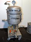 Used Sparkler Horizontal Pilot Plate Filter, Model 18-6, 316 Stainless Steel. Approximate 2 square feet filter area, (0.153) cubic feet cake capacity, 150 gallons per hour. Vertical jacketed tank app...