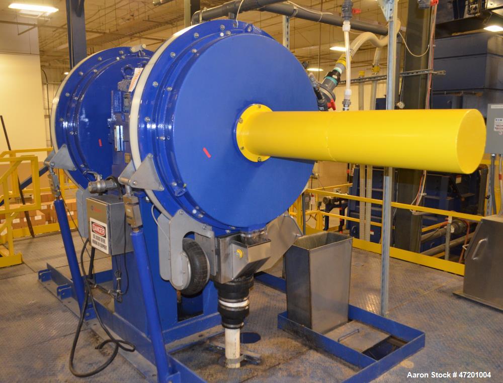Used Fournier Industries 36" 2 Channel Rotary Press, Model 4(6)-900/6000 CV. Dewatering area 21.55 square feet, up to 100 gallons per minute sludge depending on product. 3" Sludge inlet, 6" victaulic...
