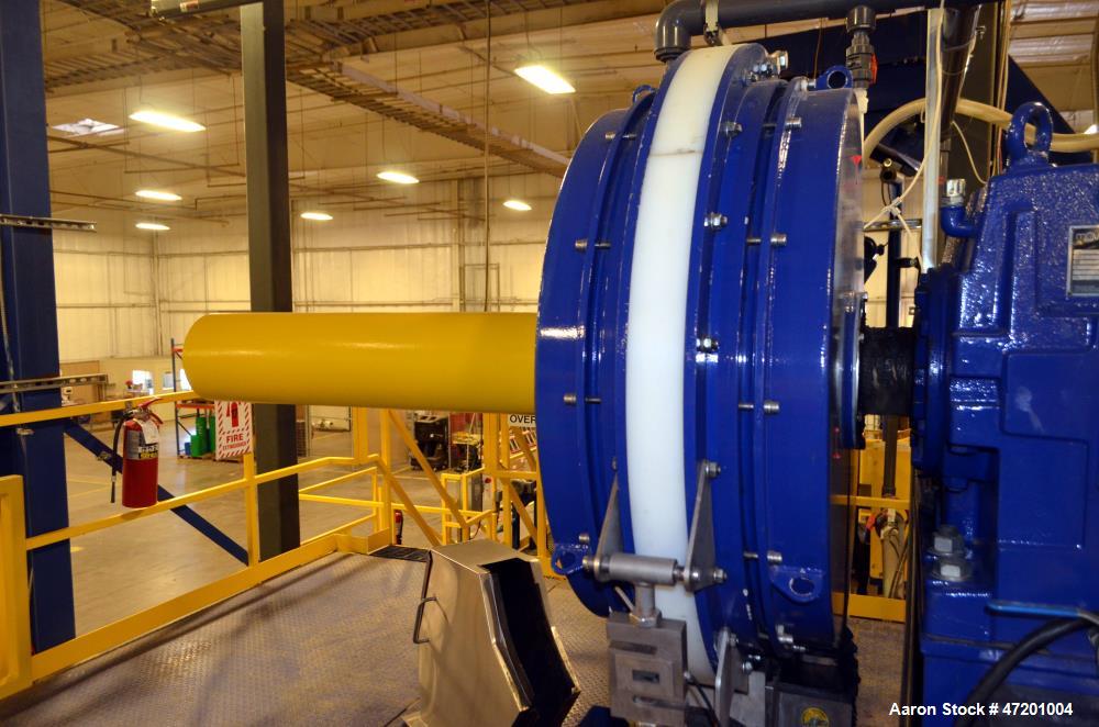 Used Fournier Industries 36" 2 Channel Rotary Press, Model 4(6)-900/6000 CV. Dewatering area 21.55 square feet, up to 100 gallons per minute sludge depending on product. 3" Sludge inlet, 6" victaulic...