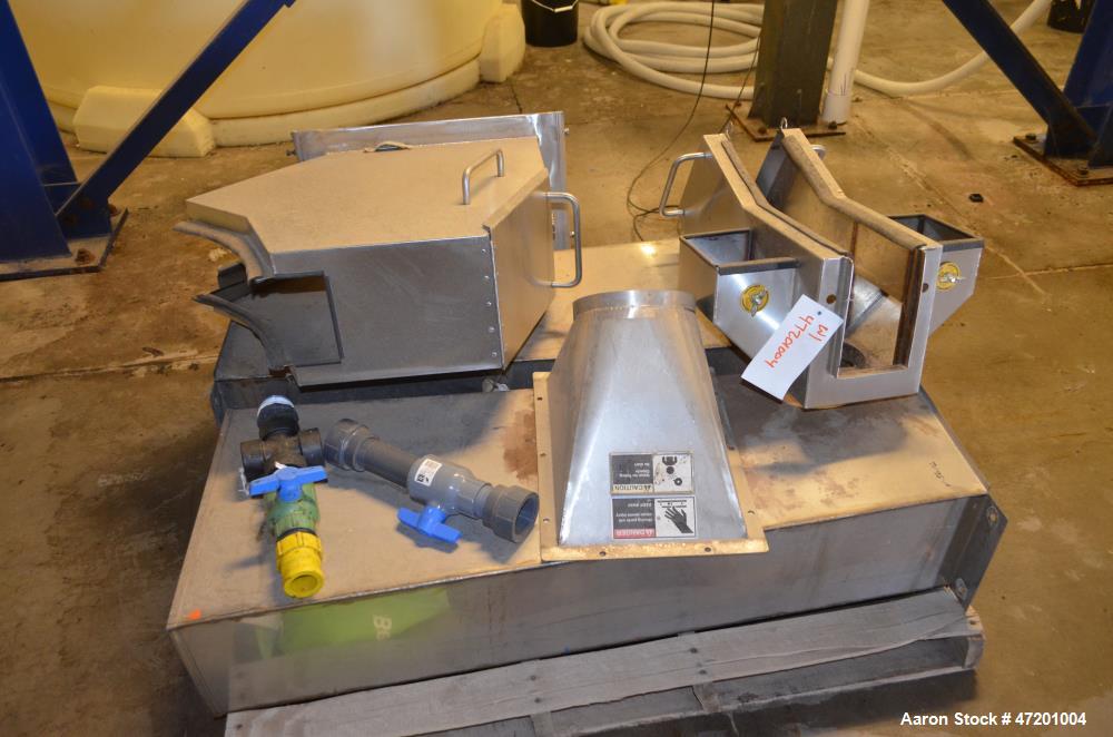 Used Fournier Industries 36" 2 Channel Rotary Press, Model 4(6)-900/6000 CV. Dewatering area 21.55 square feet, up to 100 gallons per minute sludge depending on product. 3" Sludge inlet, 6" victaulic...