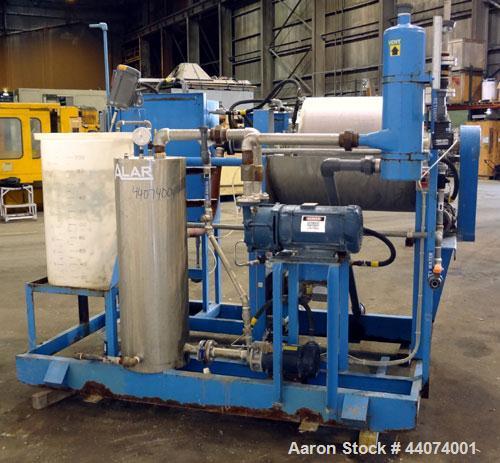 Used Alar Auto-Vac Filter System Consisting Of: (1) Alar rotary vacuum filter, model 220. 24” Diameter x 24” face 304 stainless steel drum, approximate 12.6 square feet filter area. Drum diven by a 1...