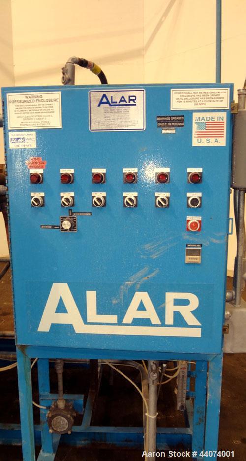 Used Alar Auto-Vac Filter System Consisting Of: (1) Alar rotary vacuum filter, model 220. 24” Diameter x 24” face 304 stainless steel drum, approximate 12.6 square feet filter area. Drum diven by a 1...