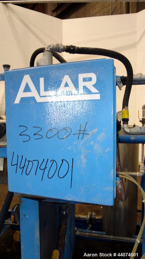 Used Alar Auto-Vac Filter System Consisting Of: (1) Alar rotary vacuum filter, model 220. 24” Diameter x 24” face 304 stainless steel drum, approximate 12.6 square feet filter area. Drum diven by a 1...