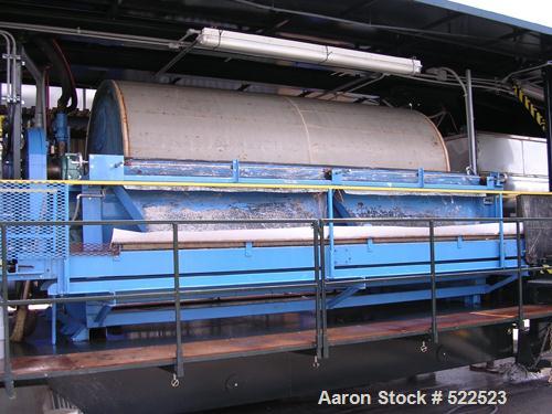 USED: Alar rotary vacuum filter, model 6120. 6' diameter x 12' long, 226 square feet. OAD: 9'9" x 19'3" x 11' high. Mobile unit. Unit is wire ESA approved for 600 volts. Trailer unit comes with auger...