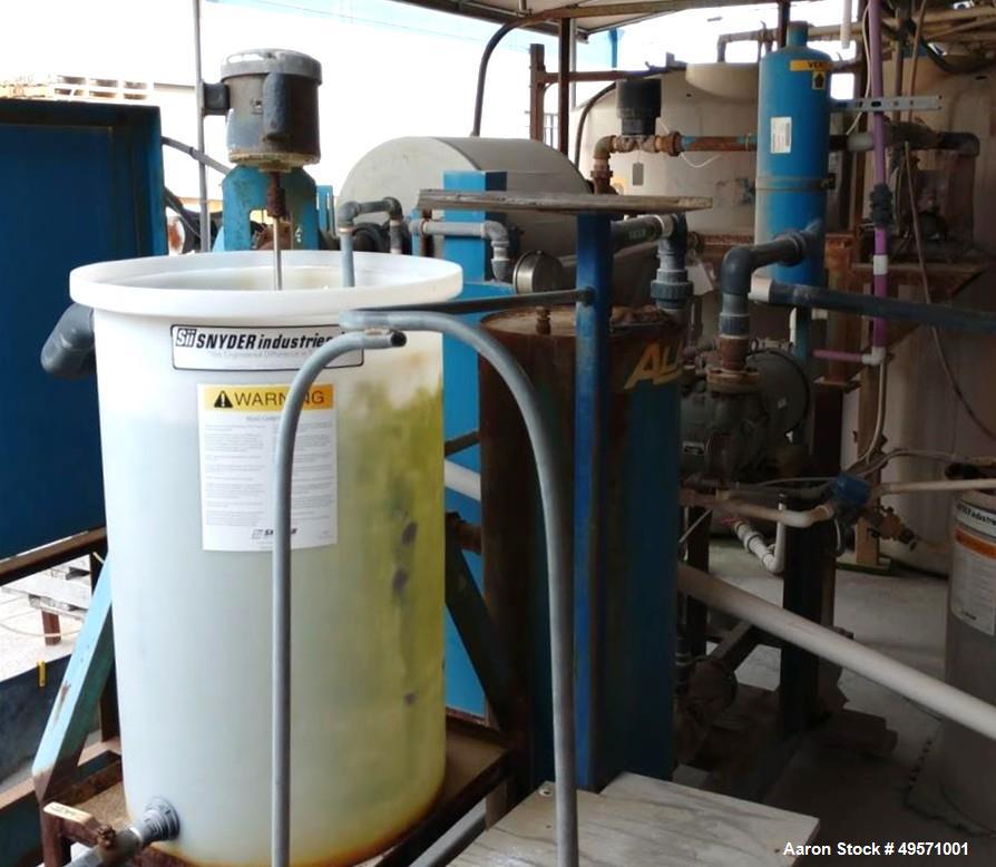 Used Alar Auto-Vac Filter System. Consisting of: (1) Alar rotary vacuum filter, Model 220. 24" Diameter x 24" face, Carbon steel drum, approximate 12.6 square feet filter area. Drum driven by a appro...