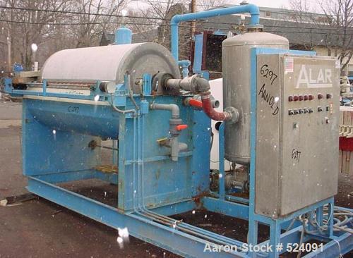 USED: Alar Engineering Corp rotary drum pre-coat, auto-vac, vacuumfilter. With 3' diameter x 6' face drum rated at 56.5 squa...