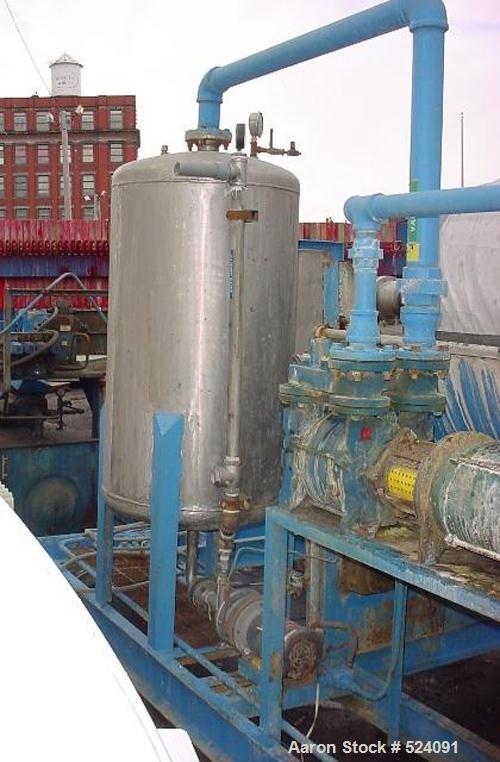 USED: Alar Engineering Corp rotary drum pre-coat, auto-vac, vacuumfilter. With 3' diameter x 6' face drum rated at 56.5 square feet offiltration surface. Stainless steel drum with advancing knivedisc...