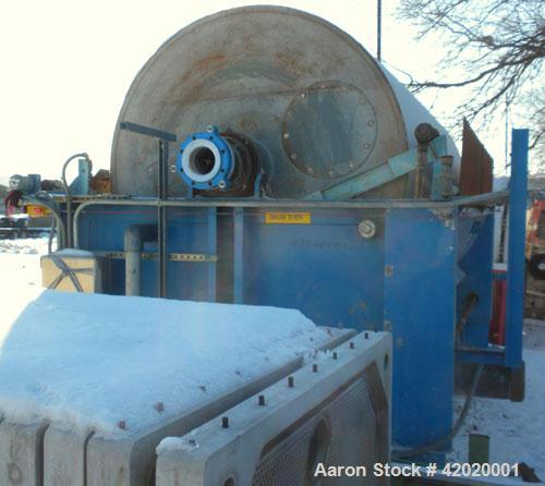 Used Alar Auto-Vac Rotary Drum Pre-Coat Vacuum Filter, 226 square feet filter area, model 6120, carbon steel. Drum 72’’ diameter x 14’ long, driven by a 5 hp, 3/60/208-230/460 volt, 1725 rpm Reeves v...
