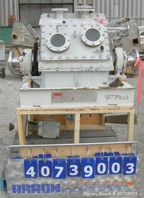Used Bird Young Rotary Vacuum Filter, 316 stainless steel. Approximately 3 square feet filter area. 18" diameter x 12" face drum driven by a 2 hp, 3/60/460 volt, 1725 rpm motor thru an SM-CYCLO ratio...