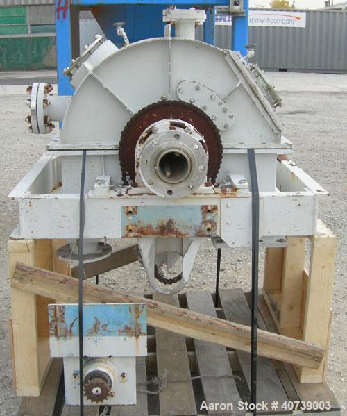 Used Bird Young Rotary Vacuum Filter, 316 stainless steel. Approximately 3 square feet filter area. 18" diameter x 12" face drum driven by a 2 hp, 3/60/460 volt, 1725 rpm motor thru an SM-CYCLO ratio...