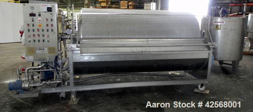Used Della Toffola Rotary Vacuum Filter, 107 Square Feet (10 square meter) Filter Area, Model EC 10. 304 Stainless Steel. 46.8” Diameter x 93.6” straight side (1200 mm x 2500 mm straight side) filter...