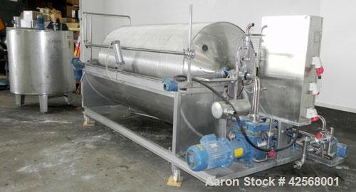Used Della Toffola Rotary Vacuum Filter, 107 Square Feet (10 square meter) Filter Area, Model EC 10. 304 Stainless Steel. 46.8” Diameter x 93.6” straight side (1200 mm x 2500 mm straight side) filter...