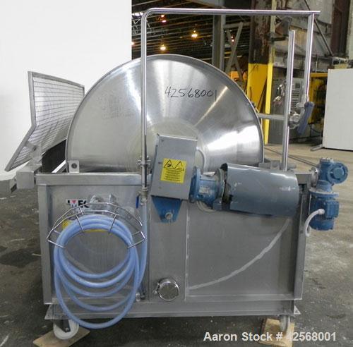 Used Della Toffola Rotary Vacuum Filter, 107 Square Feet (10 square meter) Filter Area, Model EC 10. 304 Stainless Steel. 46.8” Diameter x 93.6” straight side (1200 mm x 2500 mm straight side) filter...