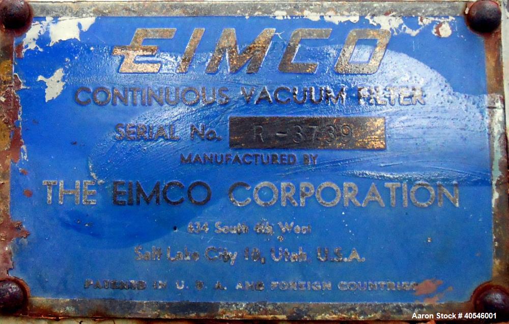 Used Eimco Rotary Drum Precoat Vacuum Filter