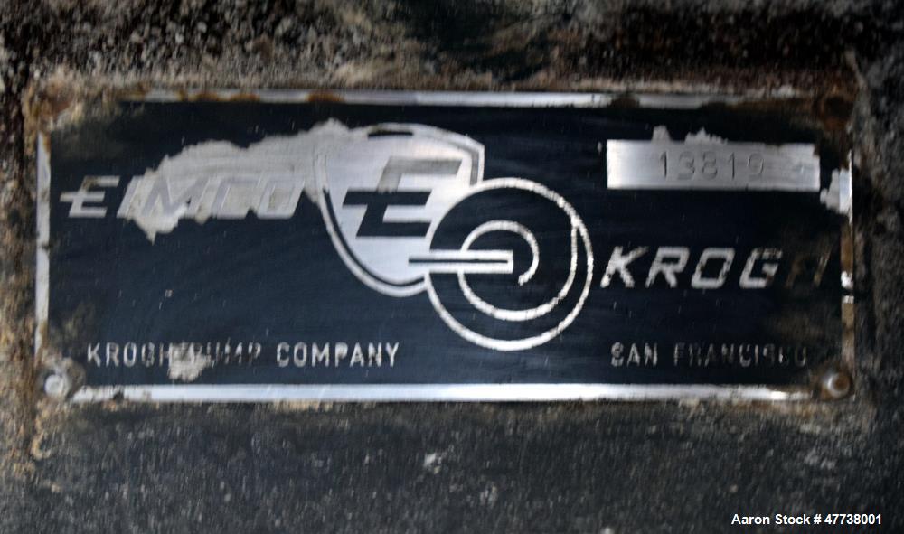 Used Eimco Pre-Coat Rotary Vacuum Filter, Approximate 150 Square Feet Filter Area, Carbon Steel. Drum 6 diameter x approximate 8 face driven by a 3/4hp, 3/60/208-230/460 volt, 1725 rpm Speed-Trol var...