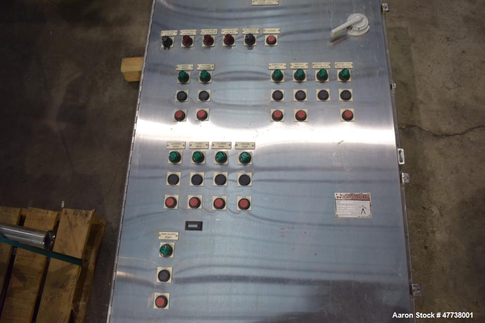 Used Eimco Pre-Coat Rotary Vacuum Filter, Approximate 150 Square Feet Filter Area, Carbon Steel. Drum 6 diameter x approximate 8 face driven by a 3/4hp, 3/60/208-230/460 volt, 1725 rpm Speed-Trol var...
