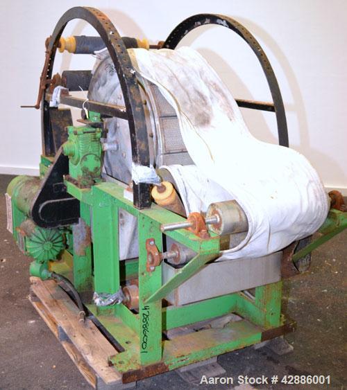 Used Filtration Engineers Rotary Vacuum Drum Filter, 9.4 Square Feet Filter Area, Model 3X1, 316 Stainless Steel. Drum 36 diameter x 12 long. Drum driven by an approximate 1hp variable speed motor. S...
