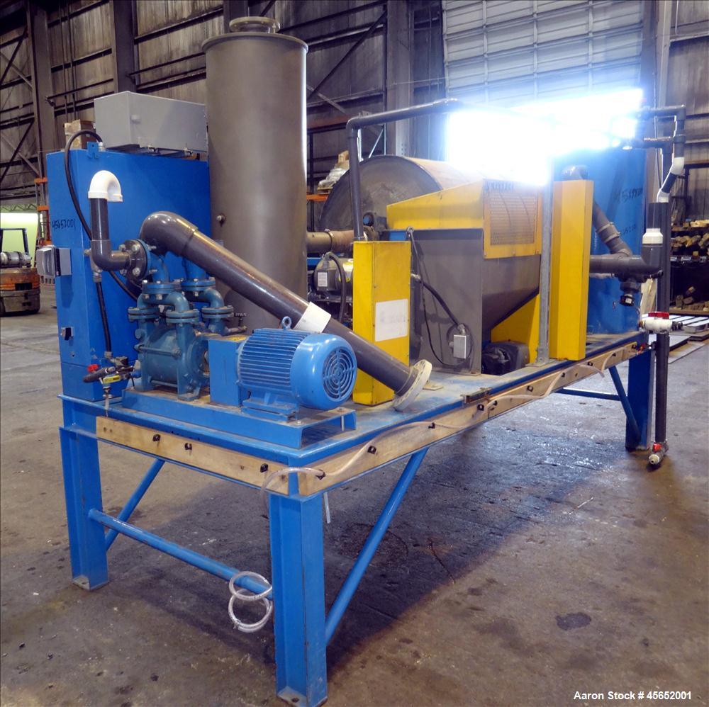 Used Great Lakes Environmental Rotary Drum Vacuum Filter, 301 stainless steel drum. Approximately 37.7 square feet filter area. 36" Diameter x 48" face drum. Includes a stainless steel bottom holding...