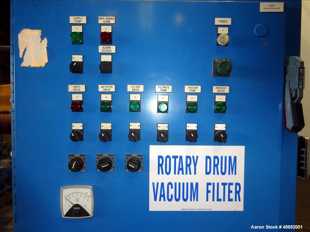 Used Great Lakes Environmental Rotary Drum Vacuum Filter, 301 stainless steel drum. Approximately 37.7 square feet filter area. 36" Diameter x 48" face drum. Includes a stainless steel bottom holding...