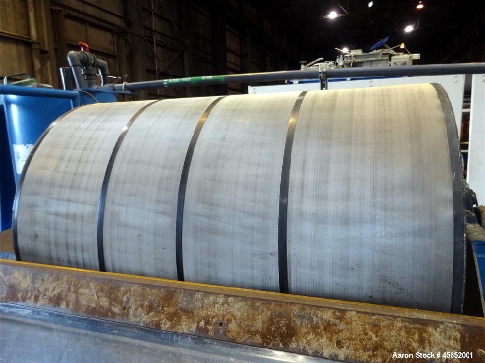Used Great Lakes Environmental Rotary Drum Vacuum Filter, 301 stainless steel drum. Approximately 37.7 square feet filter area. 36" Diameter x 48" face drum. Includes a stainless steel bottom holding...