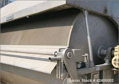 Used Hovex-Holland Rotary Vacuum Filter, type F2000-320. Material of construction is 316L stainless steel. Surface area: 185.76 square feet (18 square meter), 6'5" diameter x 10'6" straight side (200...