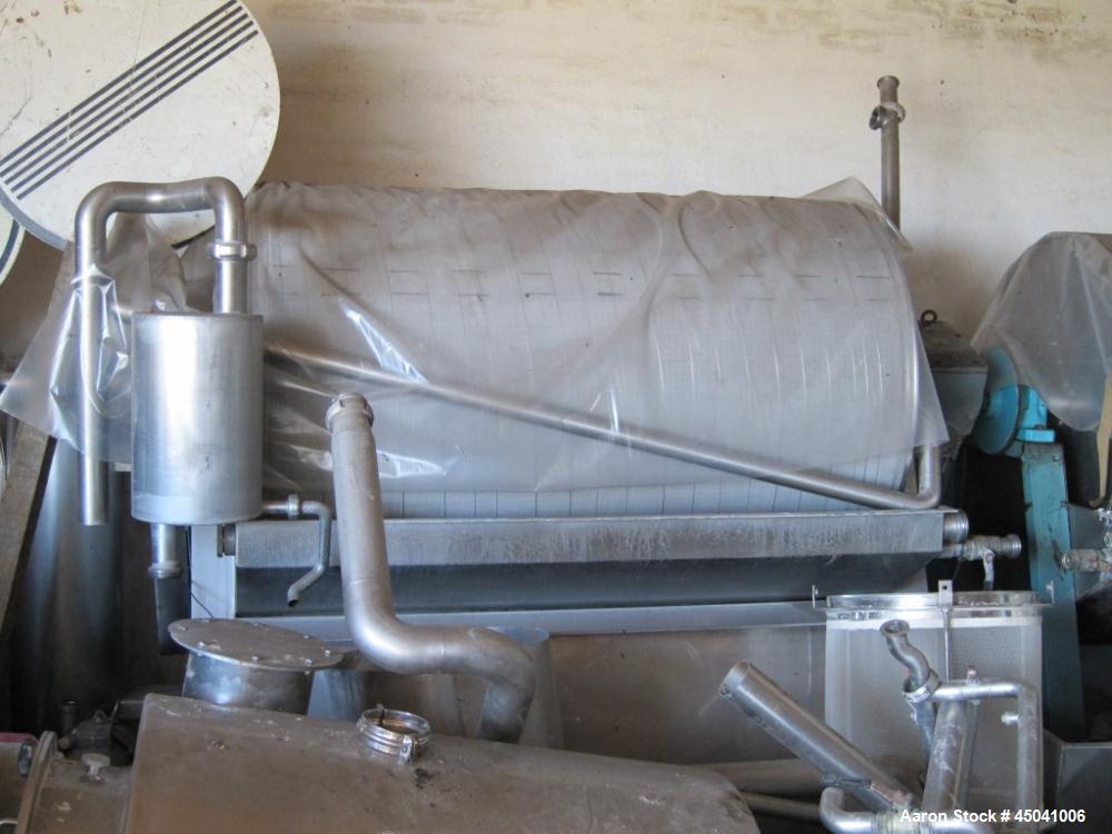 Used-Larsson Rotary Vacuum Filter, stainless steel construction.  Equipped with 50 hz motor.  Drum width 70.8" (1800 mm), di...