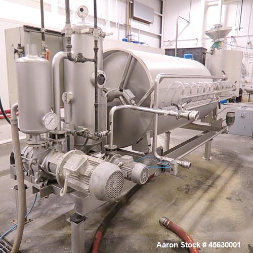 Used Padovan Rotary Drum Filter, Stainless Steel. Diatomaceous Earth. Approximately 65 square feet.  Roll dimensions 39.5" diameter x 78.75" face, 575 volt.  Overall dimensions  148" long x 60" deep ...
