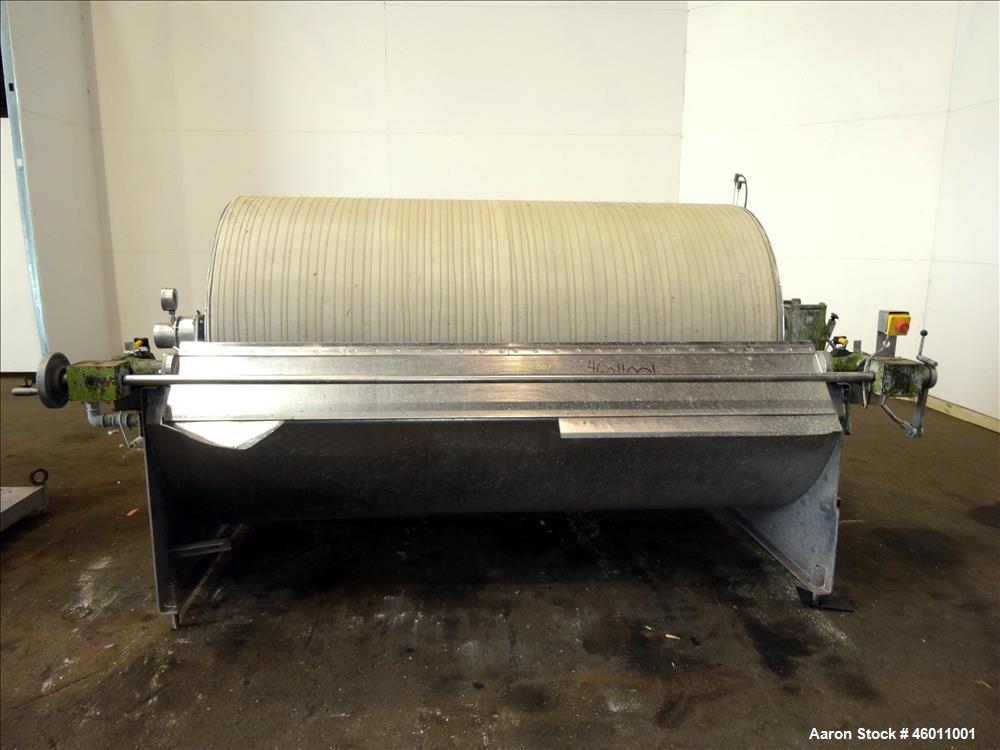 Used Seitz Enzinger Noll Duobloc (Drehfilter) Rotary Drum Vacuum Filter, Approximate 86 Square Feet (8m^2), 304 Stainless Steel. Drum 47.2" (1200 mm) diameter x 84" face. Driven by approximate 0.18/0...