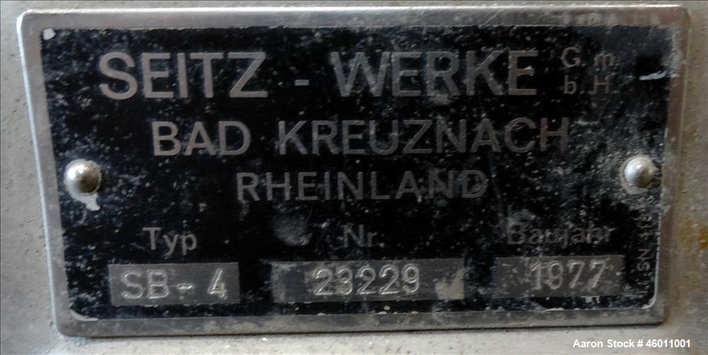 Used Seitz Enzinger Noll Duobloc (Drehfilter) Rotary Drum Vacuum Filter, Approximate 86 Square Feet (8m^2), 304 Stainless Steel. Drum 47.2" (1200 mm) diameter x 84" face. Driven by approximate 0.18/0...