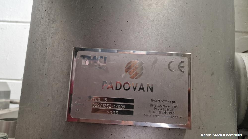 Used TMCI Padovan TAYLO 15 Vacuum Filtration System – 161 Sq Ft, Stainless Steel