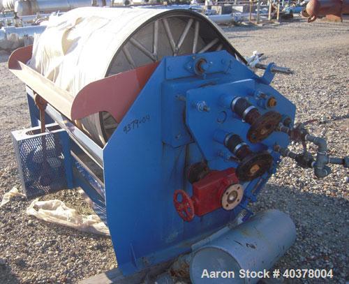 Used Westec Engineering Rotary Vacuum Filter, Approximately 36 Square Feet Filter Area, Size 3' X 4' Carbon Steel. 4' diameter x 3' face. Belt discharge, trough rake, vacuum pump, and a control panel...