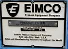 Used Eimco Pre-Coat Rotary Vacuum Filter, Approximate 150 Square Feet Filter Area, Carbon Steel. Drum 6 diameter x approximate 8 face driven by a 3/4hp, 3/60/208-230/460 volt, 1725 rpm Speed-Trol var...