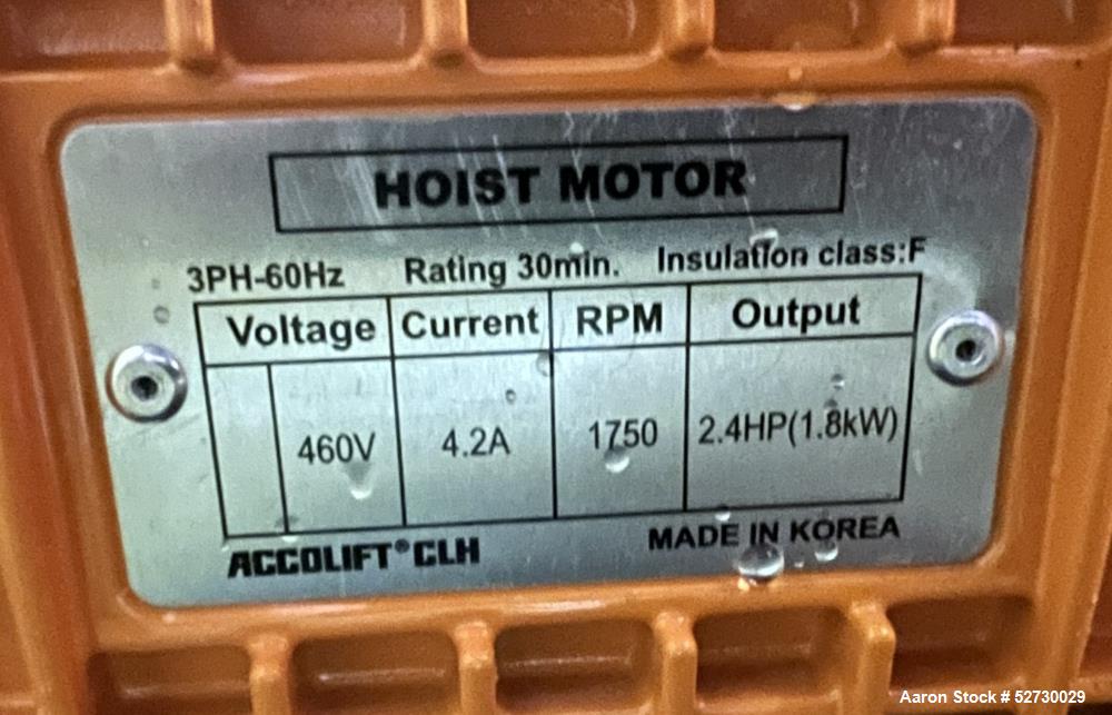 Unused Accolift CLH 2-Ton Electric Chain Hoist – 20’ Lift
