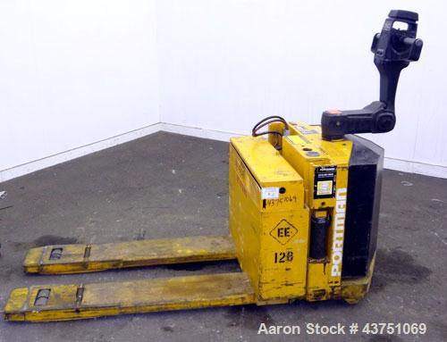 Used Big Joe Electric Walk Behind Pallet Truck, Model WPT-40-48. Lifting capacity 4000 pounds at 24” load center. 24 Volt. Fork length 48”, fork span 27”, raied height 9-1/8”, lowered height 3-1/4”. ...