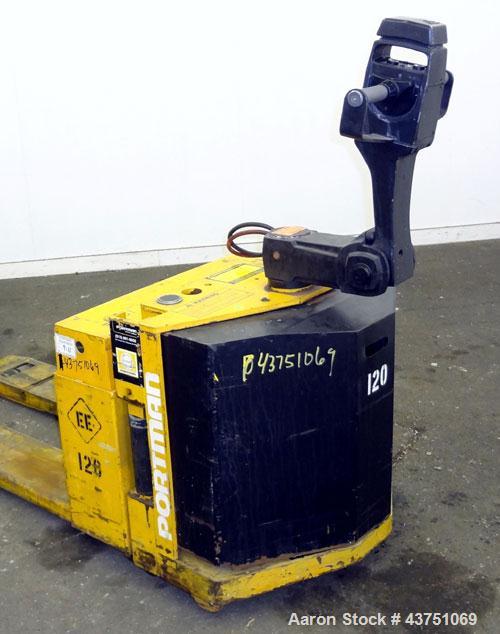 Used Big Joe Electric Walk Behind Pallet Truck, Model WPT-40-48. Lifting capacity 4000 pounds at 24” load center. 24 Volt. Fork length 48”, fork span 27”, raied height 9-1/8”, lowered height 3-1/4”. ...