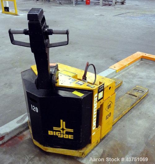 Used Big Joe Electric Walk Behind Pallet Truck, Model WPT-40-48. Lifting capacity 4000 pounds at 24” load center. 24 Volt. Fork length 48”, fork span 27”, raied height 9-1/8”, lowered height 3-1/4”. ...