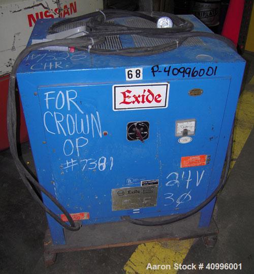Used Crown Stand Up Electric Order Picker Fork Lift, Model 30SP36TT. 3000 pound capacity. Includes an Exide charger, model NPC12-3-680L.