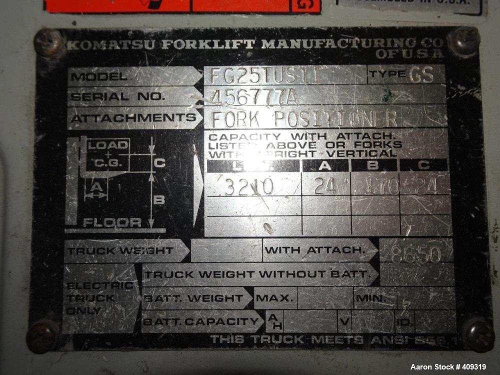 Used-KOMATSU Forklift Model FG25TUS11 (8471 Hours) Has a Bad Radiator