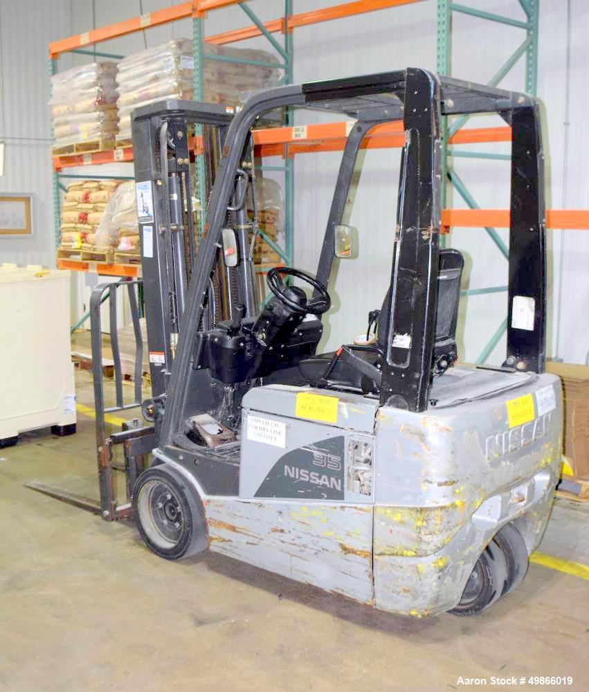 Used Nissan 3-Wheel Electric Forklift, Model 1N1L18V.  2900 lb. Capacity.  Serial # 1N1-720858.