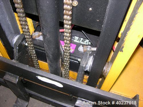 Used Big Joe Lift, 1500 pound capacity, Model 1518-T8. 18" load center, 30" fork length, 8' rise.