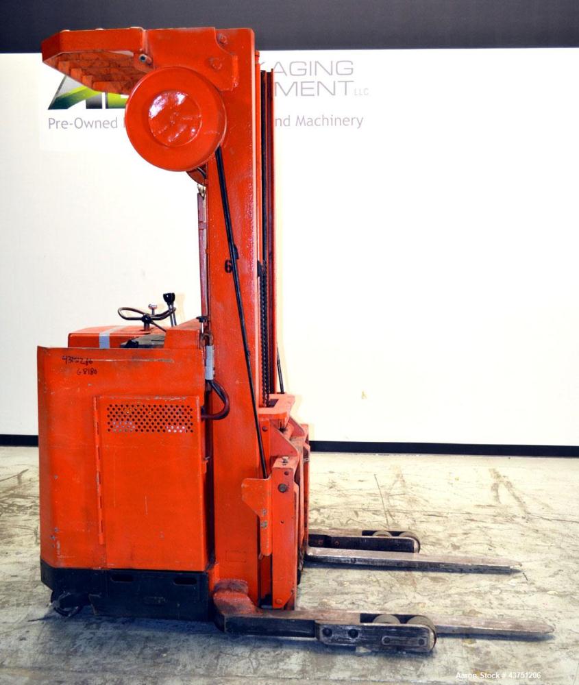 Used Raymond Corporation Stand Up Electric Reach Lift Truck, Model 20-R30TT. 3000 Pound capacity at 190” lift height. (2) Stage mast. Includes a Gould 24 volt battery charger, model GFC-12-900T1. Hou...
