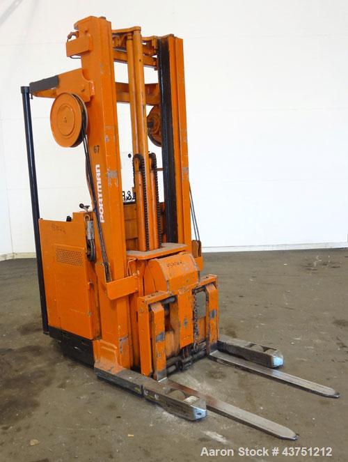 Used Raymond Corporation Stand Up Electric Reach Lift Truck, Model 20-R30TT. 3000 Pound capacity at 190” lift height. (2) Stage mast. Includes a Gould 24 volt battery charger, model GFC-12-900T1. Hou...