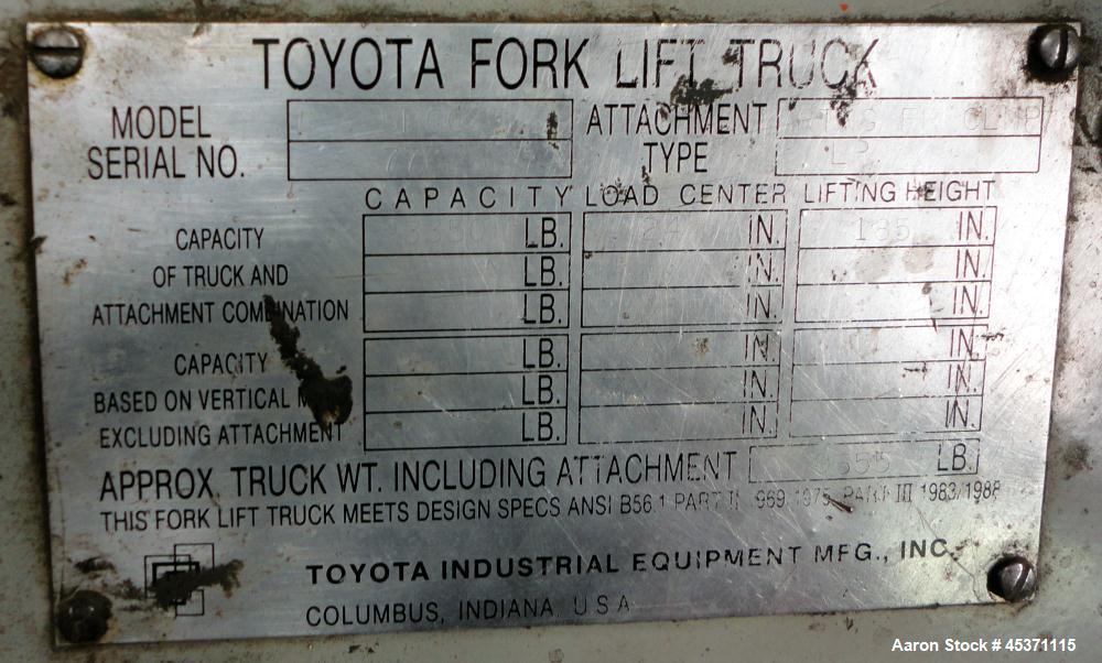 Used Toyota Fork Lift Truck, Model 5FCC25