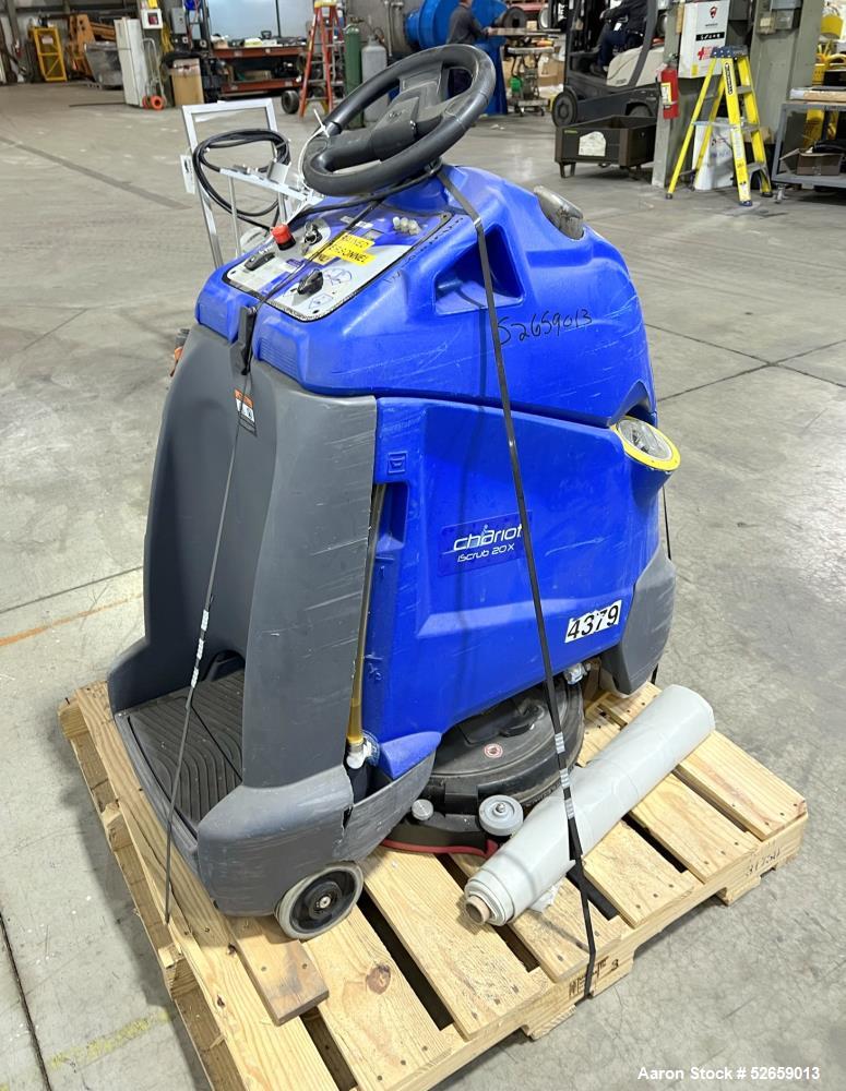 Used- Chariot Floor Scrubber, Model iScrub 20. 20" Diameter cleaning path. 10 Gallon solution capacity. Has .63hp vacuum. 2....