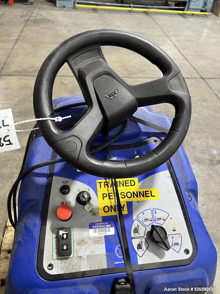 Used Chariot Floor Scrubber, Model iScrub 20. 20" Diameter cleaning path. 10 Gallon solution capacity. Has .63hp vacuum. 2.4mph operating speed.